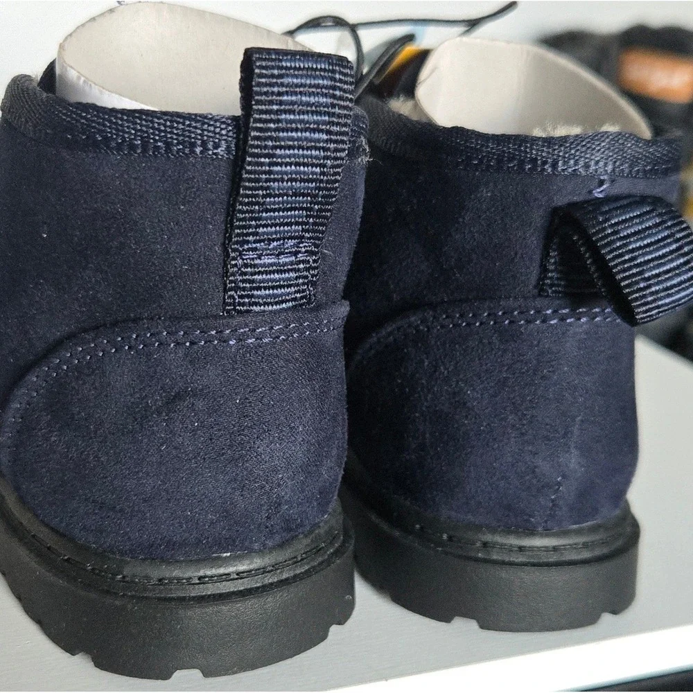 Cat & Jack Magnus Navy Blue Faux Suede Faux Fur Lined Toddler Boots Size 6 NEW